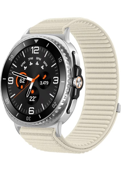 Samsung Galaxy Watch 8 40MM / Watch 8 44MM / Watch 6 Classic 46MM Hasır Örgü Kumaş Cırtlı Kordon