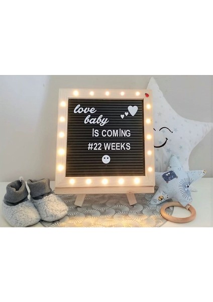 Siyah LED Işıklı Ahşap Mesaj Panosu, Ayaklı, Şık ve Modern Tasarım modelleri