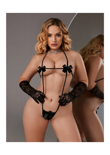 Fantezi Fiyonklu Lastik Gecelik (Eldivensiz) BC10139