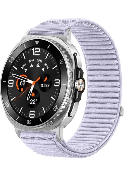 Samsung Galaxy Watch 8 40MM / Watch 8 44MM / Watch 6 Classic 46MM Hasır Örgü Kumaş Cırtlı Kordon