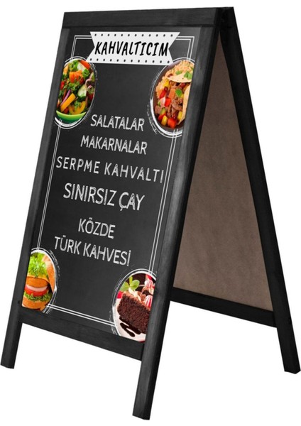 Çift Taraflı Yazı ve Menü Tahtası 40X70 cm Siyah