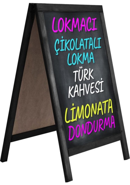Çift Taraflı Yazı ve Menü Tahtası 40X70 cm Siyah fiyatları