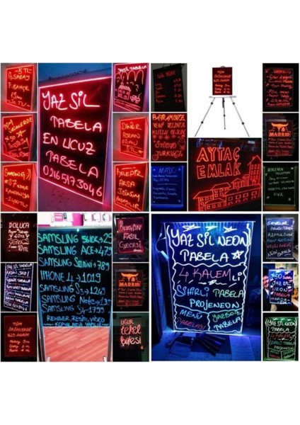 30X40CM Neon LED Yazı Tahtası, Sil ve Yaz, Sihirli Işıklı Tabela, Mor Renk fırsatları