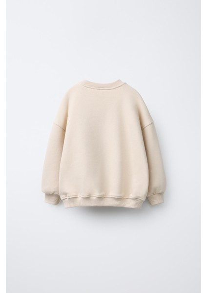 Kız Çocuk Pamuklu Krem Welcome Day Sweatshirt ve Fırfır Paça Pantolon Takım - Rahat Günlük Stil fırsatları