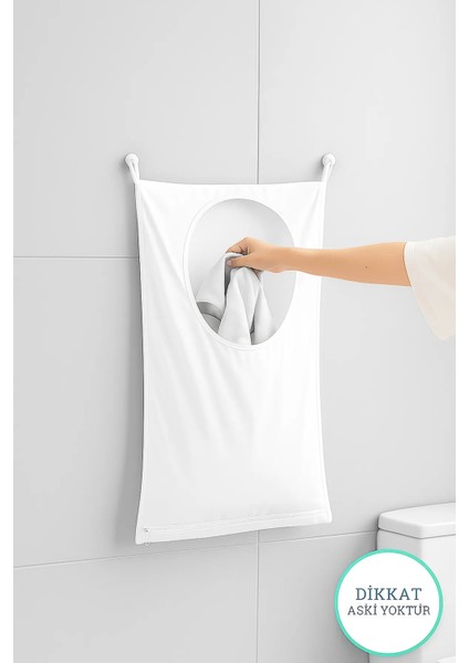 Kapı Arkası ve Duvar Asılabilir Kirli Çamaşır Sepeti – Beyaz Fermuarlı, Çok Amaçlı Oyuncak ve Çamaşır Organizeri