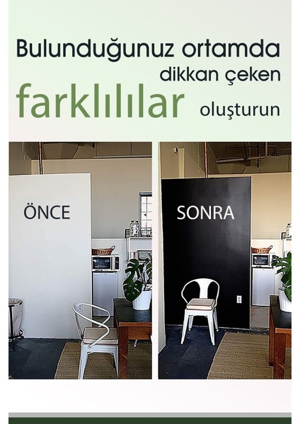 Yapışkanlı Kara Tahta 60X100 Cm, Tebeşir Hediyeli, Çocuklar Için Yazı ve Çizim Tahtası fırsatları