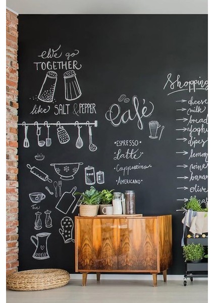 Yapışkanlı Kara Tahta 60X100 Cm, Tebeşir Hediyeli, Çocuklar Için Yazı ve Çizim Tahtası