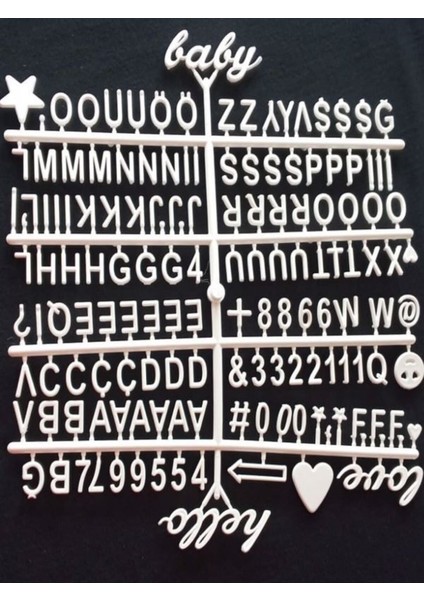 Beyaz Renk Yedek Harf Seti Emojili ve Noktalı, Mesaj Panosu Için Sadece 100 Karakter