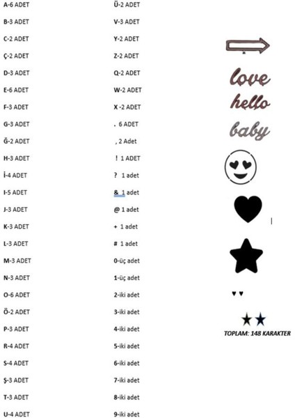 Beyaz Renk Yedek Harf Seti Emojili ve Noktalı, Mesaj Panosu Için Sadece 100 Karakter fiyatları