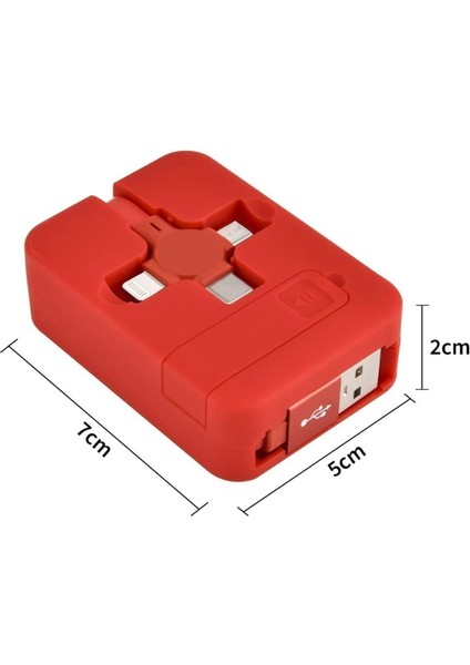 Cep Tipi Telefon Tutuculu Makaralı Uzayıp Kısalabilen 3&amp;apos;ü 1 Arada USB Şarj Kablosu (4915) modelleri