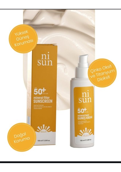 Nisun %100 Mineral Etkili 50 SPF Güneş Kremi