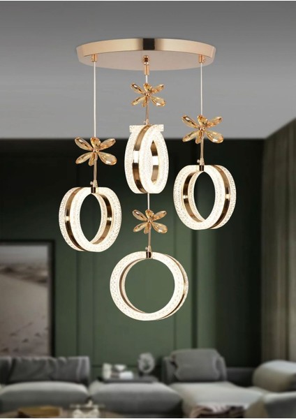 Aurea Model 4’lü Gold 3 Renk Modu Ledli Kristal Taşlı