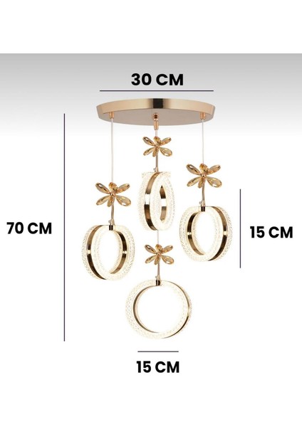 Aurea Model 4’lü Gold 3 Renk Modu Ledli Kristal Taşlı fiyatları