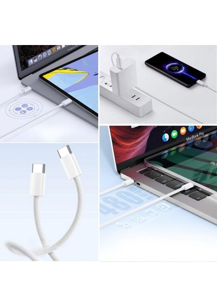 Apple 15/15 Pro Type-C To Type-C Hasır Örgü Hızlı Şarj Kablosu (1m) (4915) fiyatları