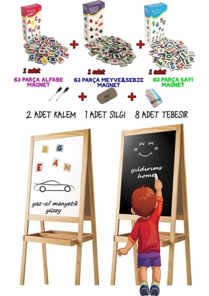 Çift Taraflı Manyetik Yazı Tahtası 189 Magnet ile Yaratıcı ve Şık Tasarım