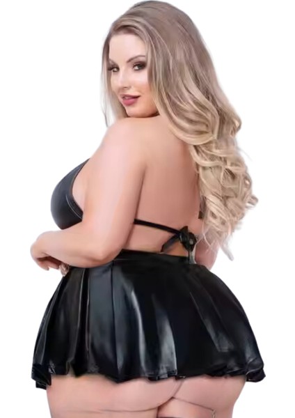 Fantezi Büyük Beden Sütyen ve Pileli Mini Etek Takımı BC10129 fiyatları