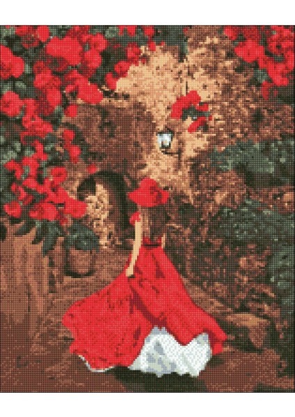 5d Elmas Boyama Seti – kırmızı Elbiseli Kadın | 40X50 cm - Tuvale Gerili Diamond Painting Sayılarla Boyama Elmas Mozaik Tablo fiyatları