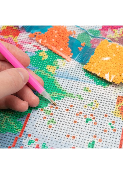 5d Elmas Boyama Seti – kırmızı Elbiseli Kadın | 40X50 cm - Tuvale Gerili Diamond Painting Sayılarla Boyama Elmas Mozaik Tablo