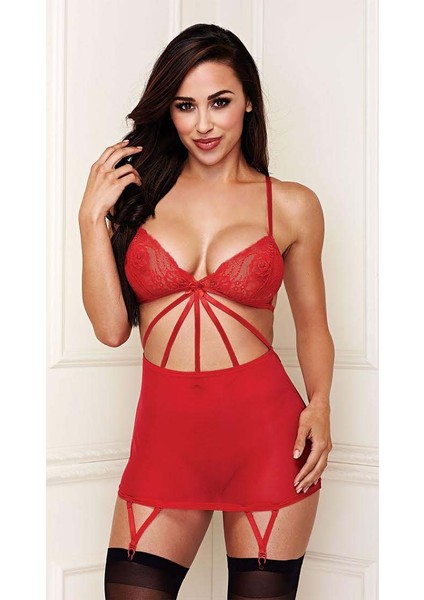 Bacio Fantazi Büyük Beden Kırmızı Dantelli Jartiyer Takım BC3256 fiyatları