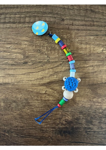 1 Adet Doğal Ahşap Emzik Zinciri Emzik Askısı Ahşap Emzik Zinciri Emzik Tutucu