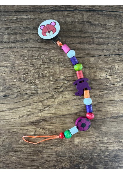 1 Adet Doğal Ahşap Emzik Zinciri Emzik Askısı Ahşap Emzik Zinciri Emzik Tutucu