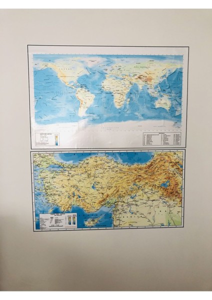 Renkli Türkiye ve Dünya Fiziki Haritası Seti, Eğitici ve Dekoratif Akıllı Kağıt Tahta modelleri