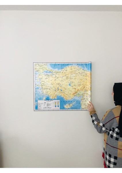 Renkli Türkiye ve Dünya Fiziki Haritası Seti, Eğitici ve Dekoratif Akıllı Kağıt Tahta