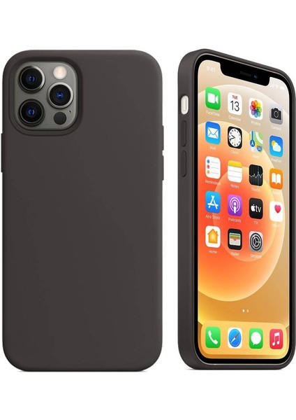 Apple iPhone 12 Pro Max 6.7'' İçi Kadife Silikon Kılıf Siyah