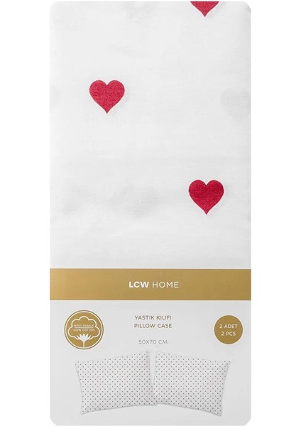 Lcw Home Kalp Baskılı Yastık Kılıfı 2'li 50X70 cm (W5) fırsatları