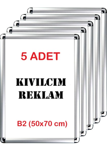 5 Adet 50X70 cm Alüminyum Rondo Çerçeve, Açılır-Kapanır, Eloksal Kaplama