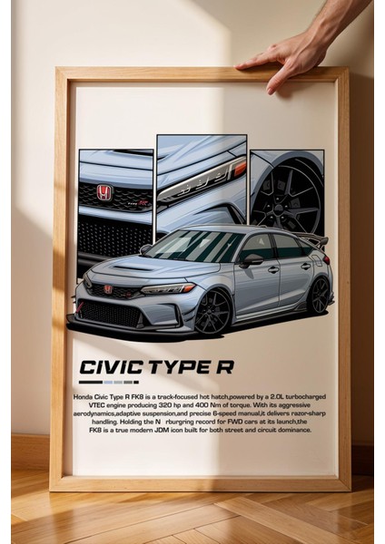 Civic Type R Çerçeveli Tablo - Honda Car Poster