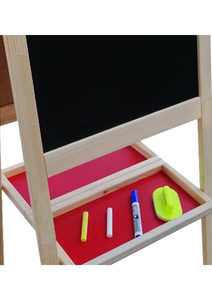 Çift Taraflı Ahşap Çocuk Yazı Tahtası 110X45 Cm, Kalem, Silgi, Tebeşir Hediye fırsatları