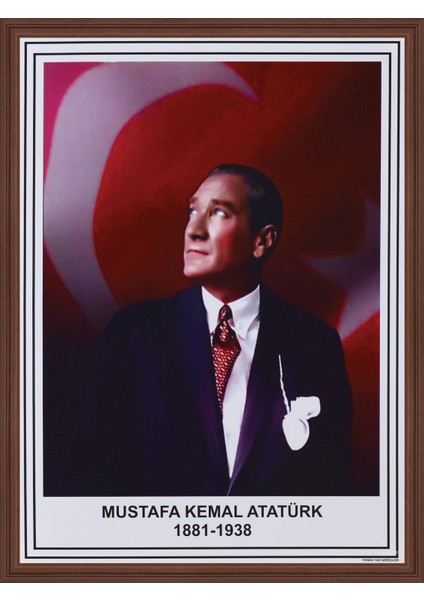 35X50 cm Atatürk Portresi Tablo, Mdf Çerçeve ile Şık Dekorasyon Seçeneği