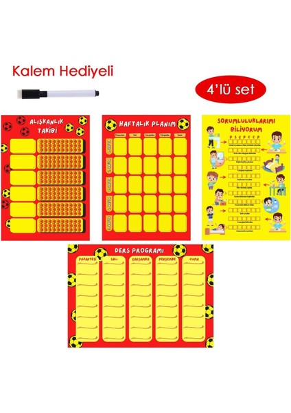 Çocuklar Için Renkli Planlayıcı Seti, Alışkanlık ve Ders Takibi, Haftalık Program