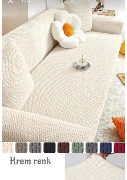 Koltuk Örtüsü Lastikli Kayma Yapmayan 3 Kişilik Çekyat Kanepe Kılıfı 1 Adet