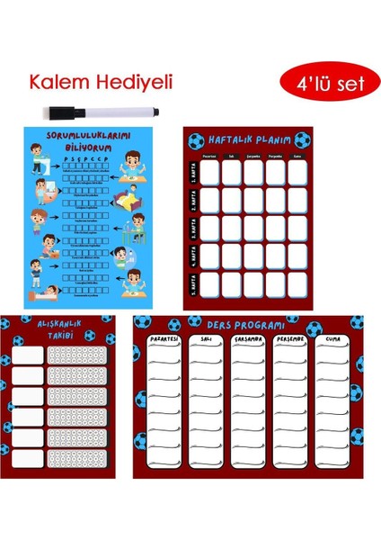Çocuklar Için Planlayıcı Set – Haftalık, Alışkanlık ve Sorumluluk Takibi, Ders Programı