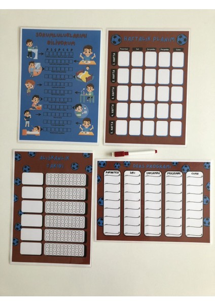 Çocuklar Için Planlayıcı Set – Haftalık, Alışkanlık ve Sorumluluk Takibi, Ders Programı fiyatları