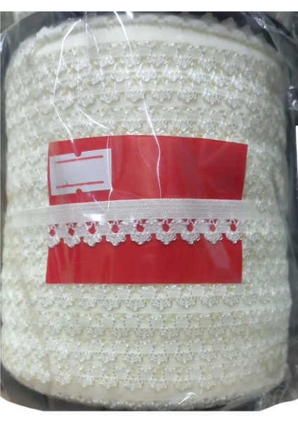 Çamaşır Lastiği Dantelli 1 cm 75 Metre 1 Top Ekru