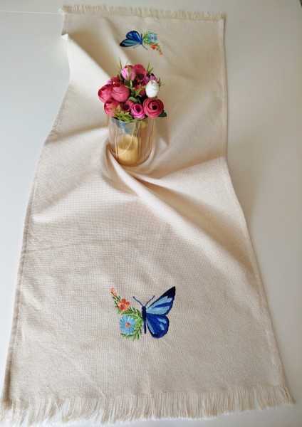 Nakışlı Otantik Organik Püsküllü Runner 45X105 cm fiyatları