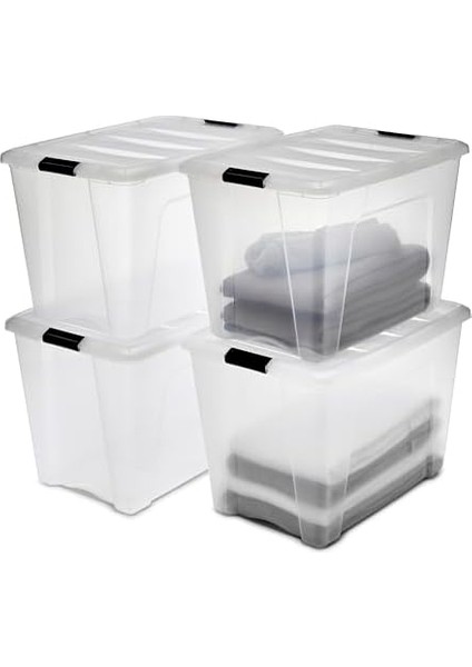 Ohyama, Saklama Kutuları, Saklama Kutusu, Çok Fonksiyonlu, 4'lü Plastik Kutu Seti, 60 L, Kapak, Ergonomik Sap, Ofis, Ev - Ddntb-60 - Şeffaf fiyatları