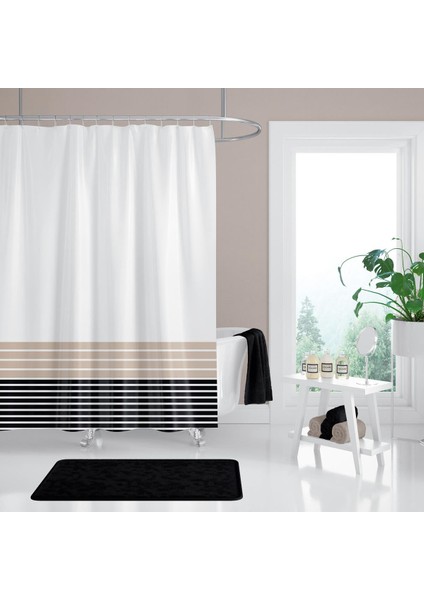 Banyo Perdesi 1X120X200 Tek Kanat Duş Perdesi Halka Hediyeli Duşakabin Perdesi 2108