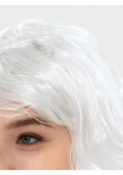 Beyaz Renk Kahküllü Dalgalı Uzun Parti Peruğu modelleri