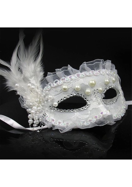 Beyaz Inci Taşlı Parti Maskesi fiyatları
