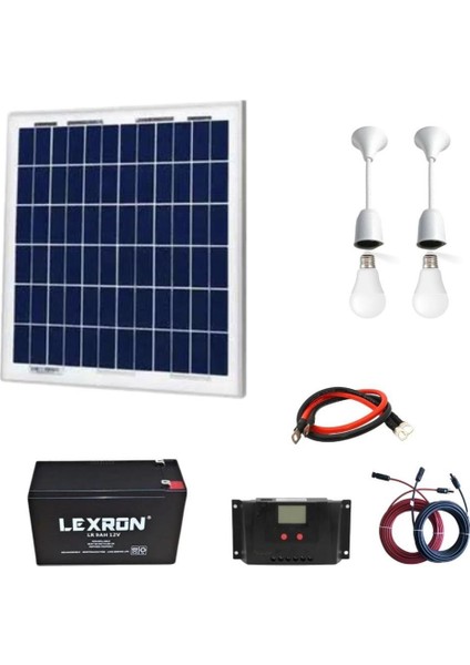 10 Watt Güneş Paneli Aydınlatma Paketi Solar Paket