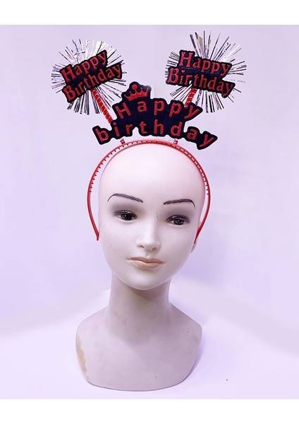Happy Birthday Neon Kırmızı Doğum Günü Tacı