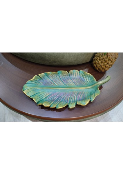 Tropikal Yaprak Tabak ( Polyester 35 Cm- 16 cm )