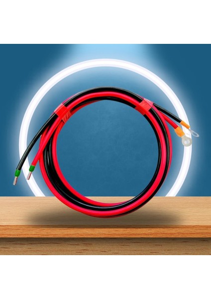 Akü ile Şarj Kontrol Veya Inverter Arası Uçları Konnektörlü 6 mm Kablo- 1,5m Siyah- 1,5m Kırmızı