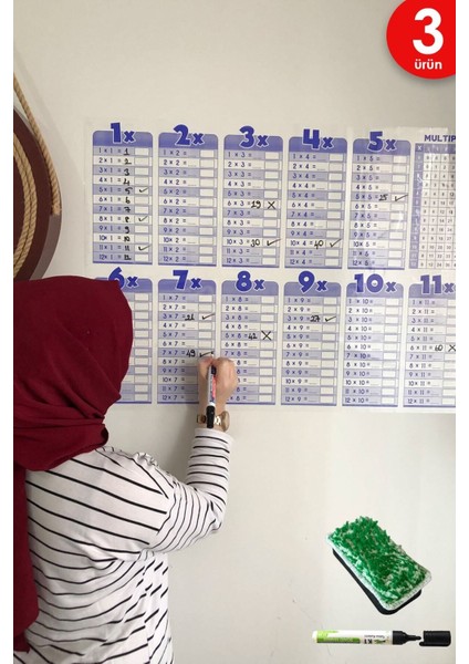 Eğitici Çarpım Tablosu Yazı Tahtası ve Akıllı Kağıt Seti, Çocuklar Için Öğrenme Destekli