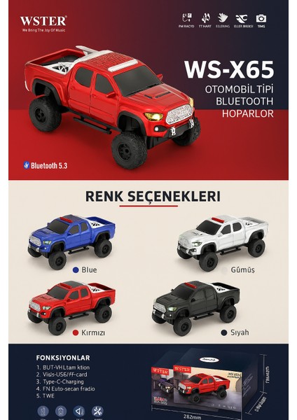 WS-X65 Bluetooth Hoparlör – Tf Kart, Usb, Fm Radyo, Aux, Tws, Şarjlı fiyatları