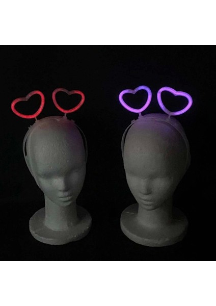 Glow Stick Karanlıkta Yanan Fosforlu Kalp Taç 12 Adet modelleri